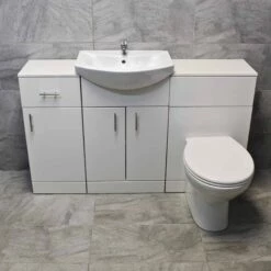 1350mm Bathroom Vanity BTW Toilet Unit Sink Basin Storage Drawerline White