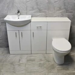 1350mm Vanity Set Bathroom Furniture Suite Sink Storage Drawerline White
