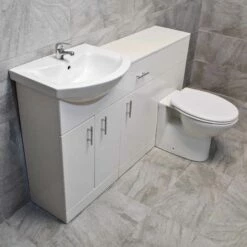 1350mm Vanity Set Bathroom Furniture Suite Sink Storage Drawerline White 18 1350mm Vanity Set Bathroom Furniture Suite Sink Storage Drawerline White -Comparethebathroom Shop St Moritz 1350 CF2 Pippa Side