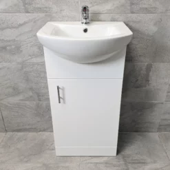 Designer Bathroom Vanity Basin Sink Unit Storage – White – Various Sizes 19 Designer Bathroom Vanity Basin Sink Unit Storage – White – Various Sizes -Comparethebathroom Shop St Moritz 450 V05 Front jpg webp