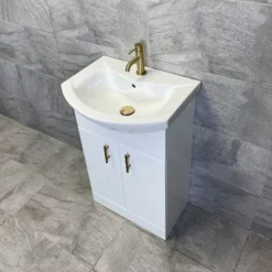 Vanity Unit Bathroom Sink Basin Storage White With Gold Brushed Brass Handles -Comparethebathroom Shop St Moritz 550 650 Vanity Brushed Brass Compare Side jpg webp