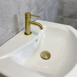 Vanity Unit Bathroom Sink Basin Storage White With Gold Brushed Brass Handles -Comparethebathroom Shop St Moritz 550 650 Vanity Brushed Brass Compare Tap jpg webp