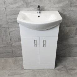 Designer Bathroom Vanity Basin Sink Unit Storage – White – Various Sizes 22 Designer Bathroom Vanity Basin Sink Unit Storage – White – Various Sizes -Comparethebathroom Shop St Moritz 550 V05 Front jpg webp 1