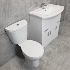 Toilet + Vanity Basin Sink Unit Set Cloakroom Bathroom Suite 450 550 650 750 19 Toilet + Vanity Basin Sink Unit Set Cloakroom Bathroom Suite 450 550 650 750 -Comparethebathroom Shop St Moritz 750 Gina Y07 Set Side