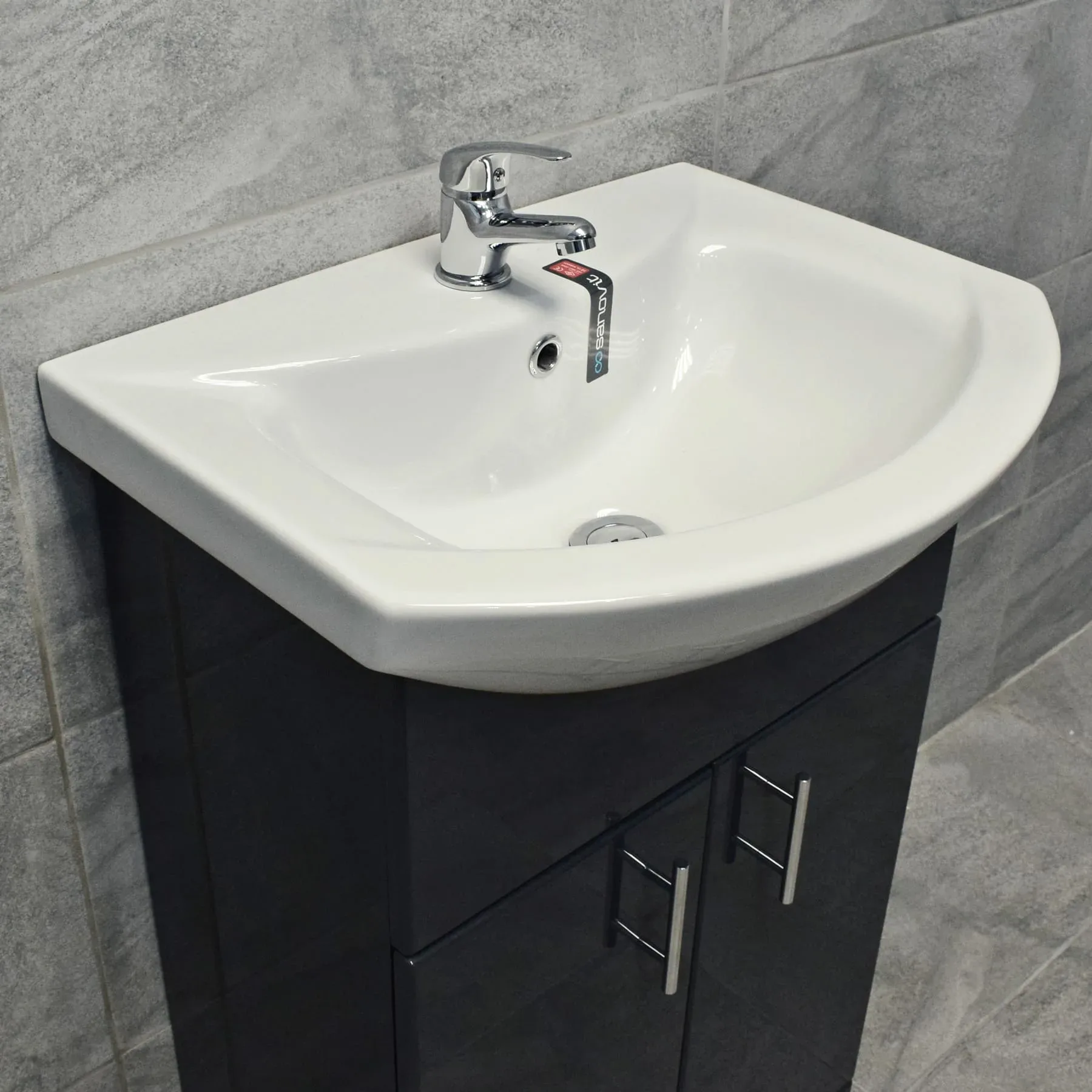 Anthracite Finish Vanity Ceramic Basin Sink Unit 550mm Bathroom Storage 11 Anthracite Finish Vanity Ceramic Basin Sink Unit 550mm Bathroom Storage - Image 9