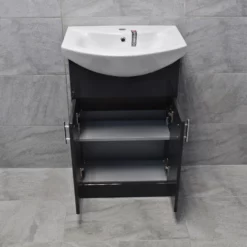 Anthracite Finish Vanity Ceramic Basin Sink Unit 550mm Bathroom Storage 17 Anthracite Finish Vanity Ceramic Basin Sink Unit 550mm Bathroom Storage -Comparethebathroom Shop St Moritz Anthracite Doors jpg webp