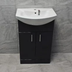Anthracite Finish Vanity Ceramic Basin Sink Unit 550mm Bathroom Storage 20 Anthracite Finish Vanity Ceramic Basin Sink Unit 550mm Bathroom Storage -Comparethebathroom Shop St Moritz Anthracite Front jpg webp