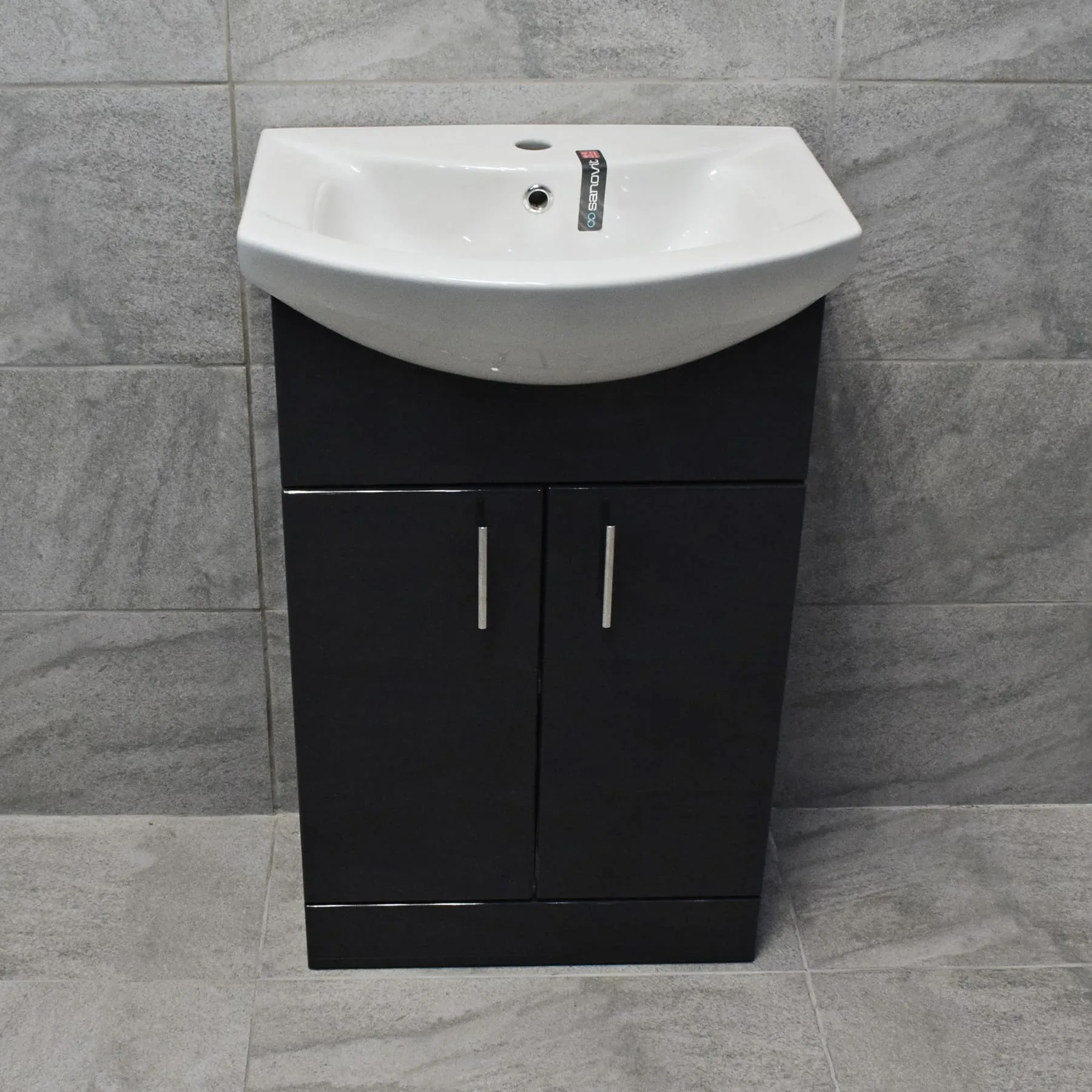 Anthracite Finish Vanity Ceramic Basin Sink Unit 550mm Bathroom Storage 10 Anthracite Finish Vanity Ceramic Basin Sink Unit 550mm Bathroom Storage - Image 8