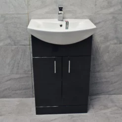 Anthracite Finish Vanity Ceramic Basin Sink Unit 550mm Bathroom Storage 19 Anthracite Finish Vanity Ceramic Basin Sink Unit 550mm Bathroom Storage -Comparethebathroom Shop St Moritz Anthracite Front Tegan jpg webp 1