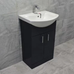 Anthracite Finish Vanity Ceramic Basin Sink Unit 550mm Bathroom Storage 18 Anthracite Finish Vanity Ceramic Basin Sink Unit 550mm Bathroom Storage -Comparethebathroom Shop St Moritz Anthracite Side Tegan jpg webp