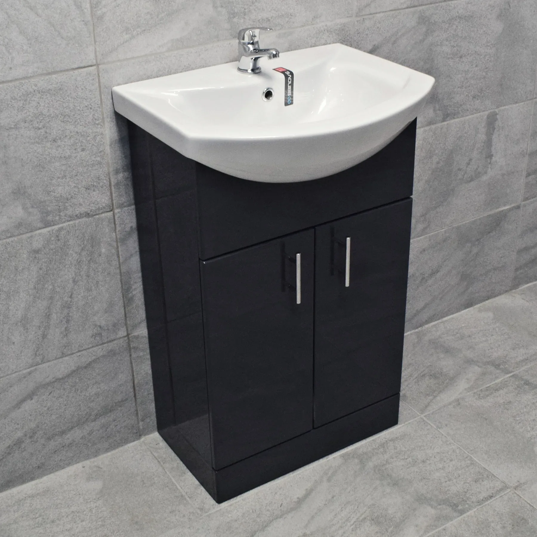 Anthracite Finish Vanity Ceramic Basin Sink Unit 550mm Bathroom Storage 6 Anthracite Finish Vanity Ceramic Basin Sink Unit 550mm Bathroom Storage - Image 4