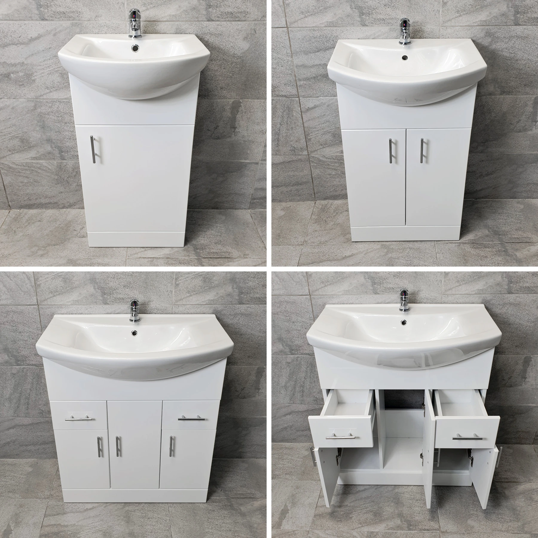 Designer Bathroom Vanity Basin Sink Unit Storage – White – Various Sizes 3 Designer Bathroom Vanity Basin Sink Unit Storage – White – Various Sizes