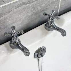 Sage Traditional Period Victorian Style Cross Head Bath Taps Chrome Finish