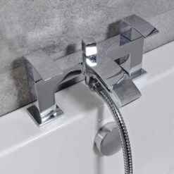 Tegan Modern Curved Bath Shower Mixer & Basin Mono Mixer Tap + Wastes 12 Tegan Modern Curved Bath Shower Mixer & Basin Mono Mixer Tap + Wastes -Comparethebathroom Shop TG300 Bath Showermixer above close