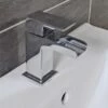Georgina Cloakroom Basin Mono Mixer Waterfall Sink Tap + Click Waste 2 Georgina Cloakroom Basin Mono Mixer Waterfall Sink Tap + Click Waste -Comparethebathroom Shop TG402 Basin Monomixer side