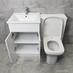 Tess White 1050mm / 1150mm Bathroom Vanity Basin Set + Square Style Toilet 15 Tess White 1050mm / 1150mm Bathroom Vanity Basin Set + Square Style Toilet -Comparethebathroom Shop Tess 1050 White GinaSQ Open jpg webp