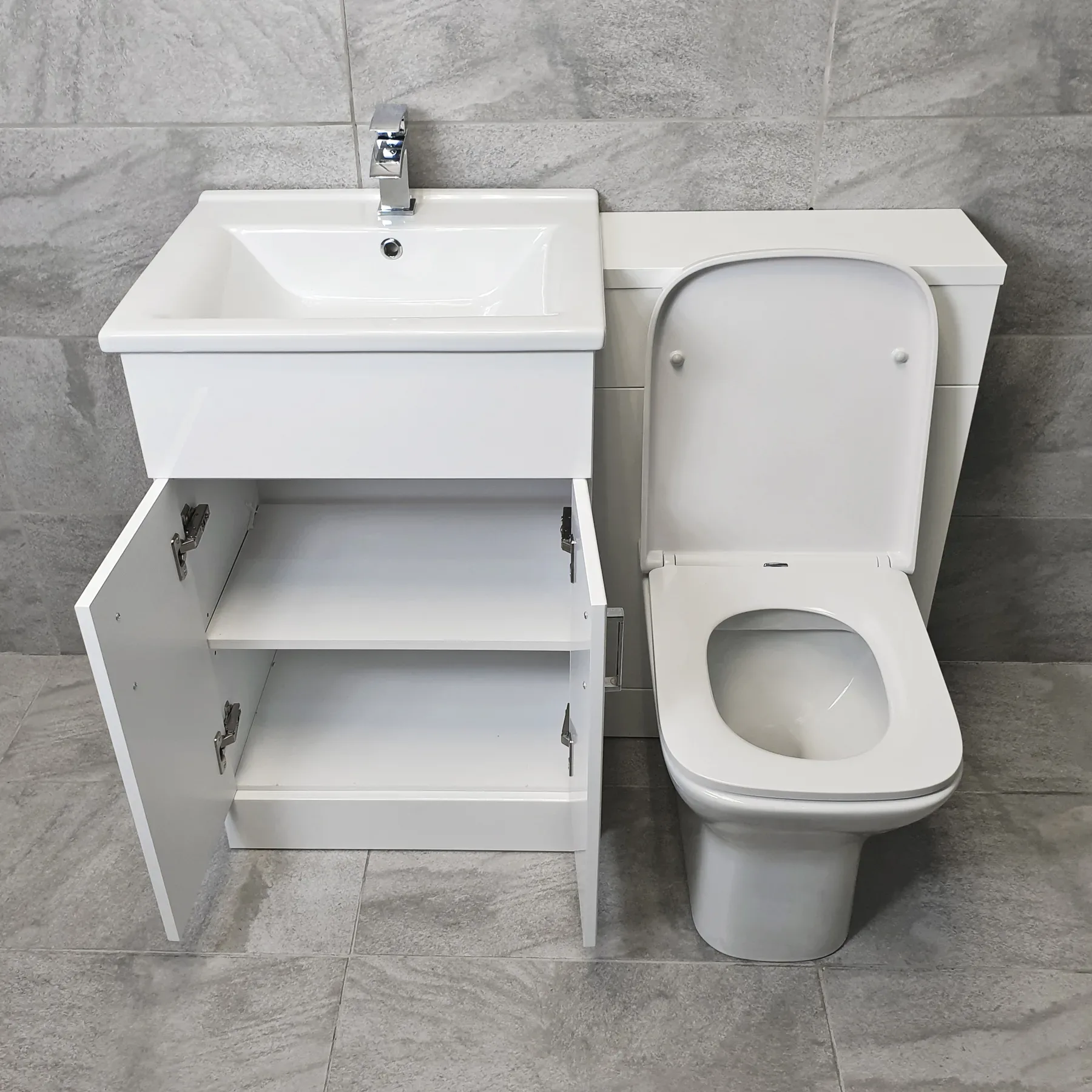 Tess White 1050mm / 1150mm Bathroom Vanity Basin Set + Square Style Toilet 9 Tess White 1050mm / 1150mm Bathroom Vanity Basin Set + Square Style Toilet - Image 7