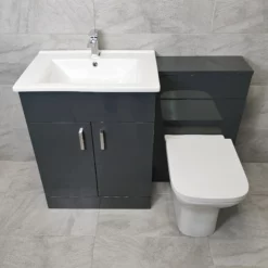 Tess Anthracite 1050mm / 1150mm Bathroom Vanity Basin Set + Square Style Toilet