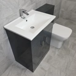 Tess Anthracite 1050mm / 1150mm Bathroom Vanity Basin Set + Square Style Toilet -Comparethebathroom Shop Tess 1150 Anthracite GinaSQ Side jpg webp