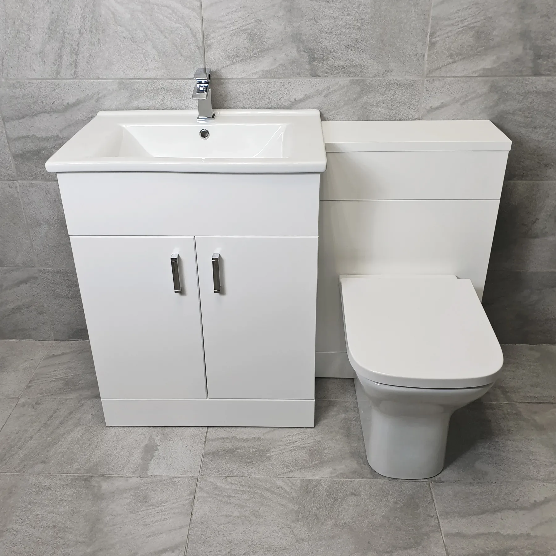Tess White 1050mm / 1150mm Bathroom Vanity Basin Set + Square Style Toilet 3 Tess White 1050mm / 1150mm Bathroom Vanity Basin Set + Square Style Toilet