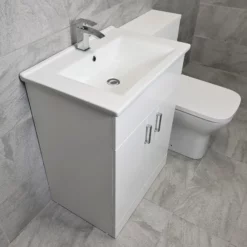 Tess White 1050mm / 1150mm Bathroom Vanity Basin Set + Square Style Toilet 12 Tess White 1050mm / 1150mm Bathroom Vanity Basin Set + Square Style Toilet -Comparethebathroom Shop Tess 1150 White GinaSQ Side jpg webp