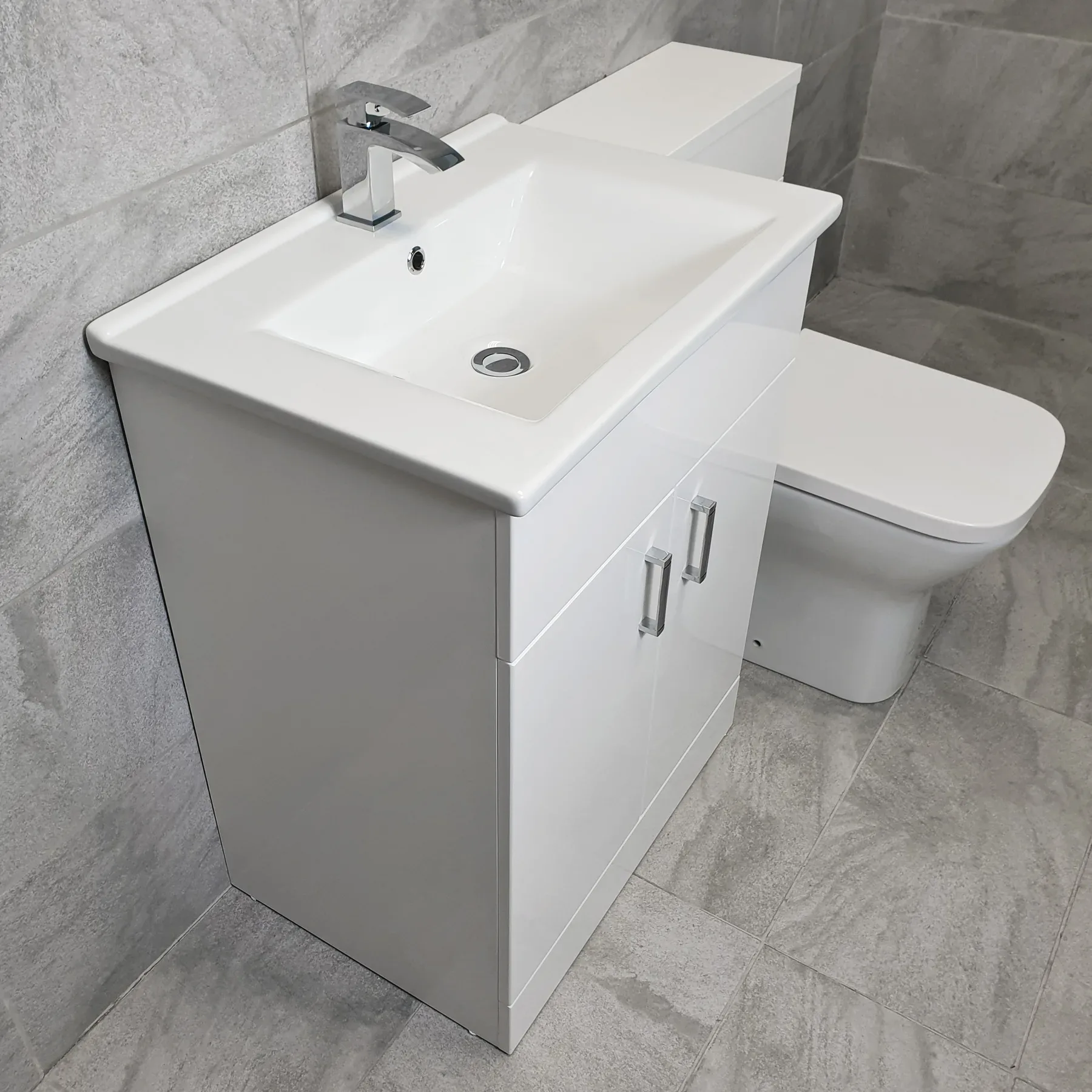 Tess White 1050mm / 1150mm Bathroom Vanity Basin Set + Square Style Toilet 6 Tess White 1050mm / 1150mm Bathroom Vanity Basin Set + Square Style Toilet - Image 4