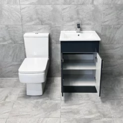 Tess Anthracite Square Vanity Unit Ceramic Basin & Bliss Square Toilet Set 15 Tess Anthracite Square Vanity Unit Ceramic Basin & Bliss Square Toilet Set -Comparethebathroom Shop Tess 550 Anthracite BlissCC Open jpg webp