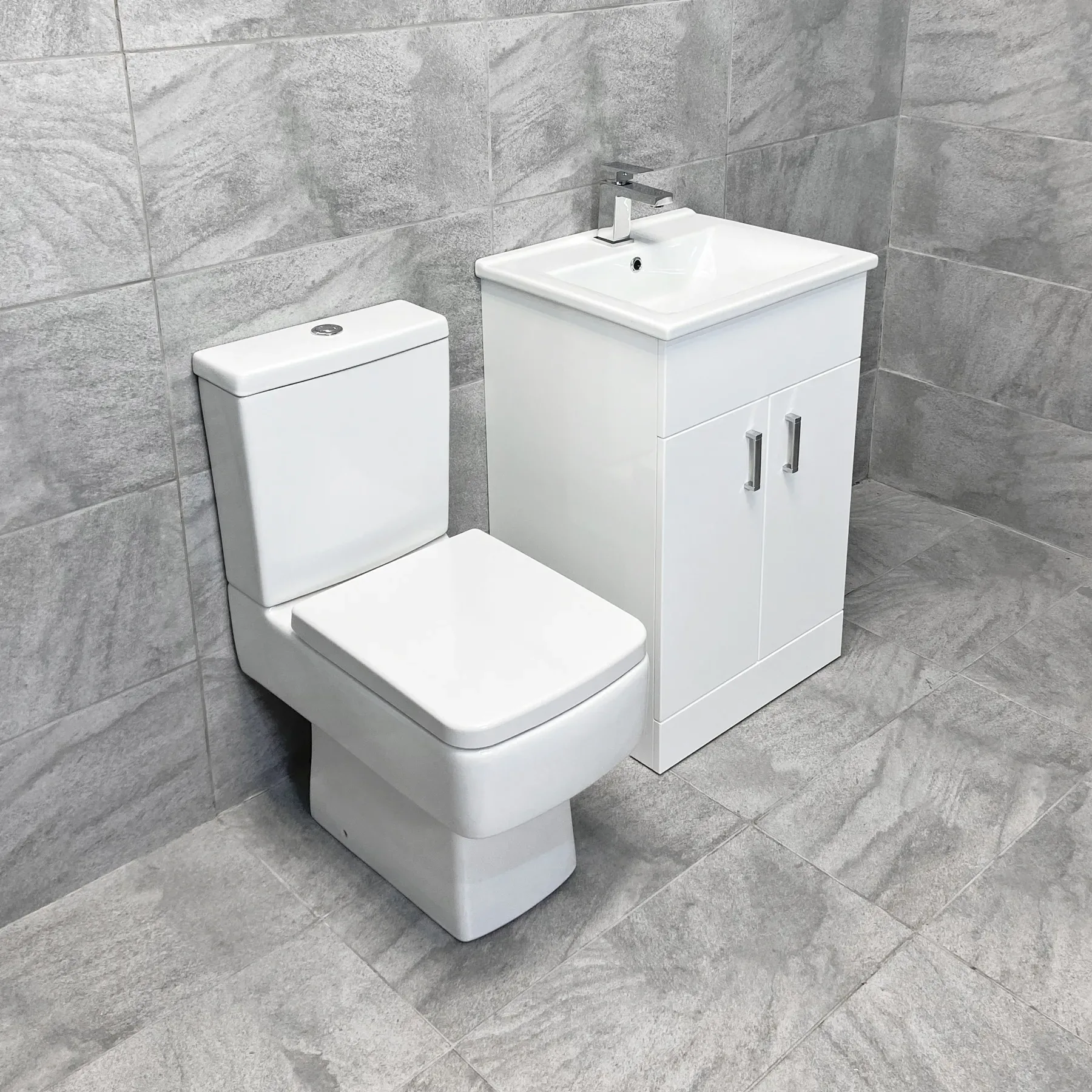 Tess White Square Vanity Unit Ceramic Basin & Bliss Square Toilet Set 6 Tess White Square Vanity Unit Ceramic Basin & Bliss Square Toilet Set - Image 4