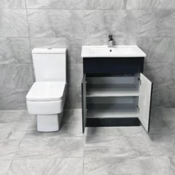 Tess Anthracite Square Vanity Unit Ceramic Basin & Bliss Square Toilet Set 13 Tess Anthracite Square Vanity Unit Ceramic Basin & Bliss Square Toilet Set -Comparethebathroom Shop Tess 650 Anthracite BlissCC Open jpg webp