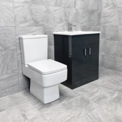Tess Anthracite Square Vanity Unit Ceramic Basin & Bliss Square Toilet Set 11 Tess Anthracite Square Vanity Unit Ceramic Basin & Bliss Square Toilet Set -Comparethebathroom Shop Tess 650 Anthracite BlissCC Side jpg webp
