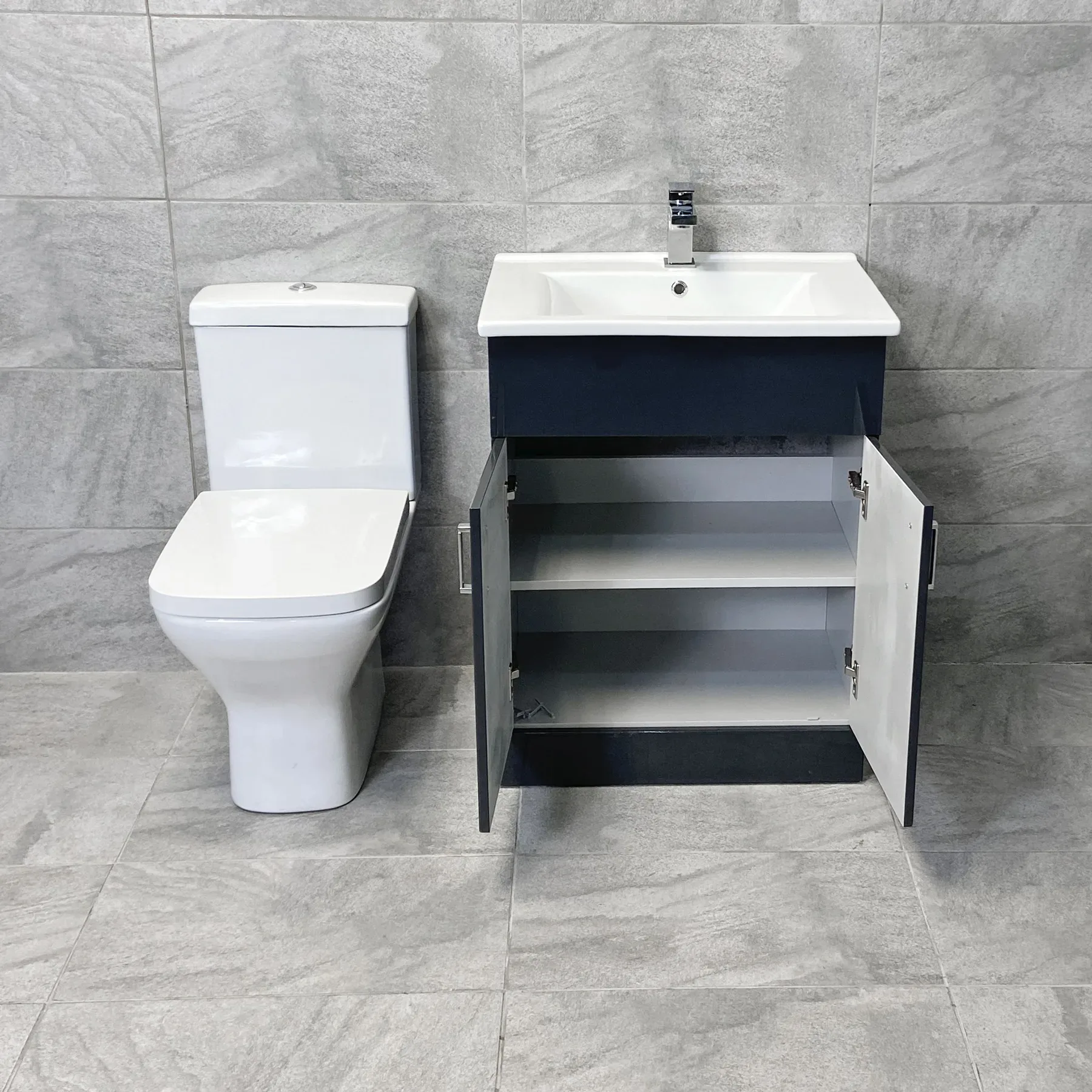Tess Anthracite Square Vanity Unit Ceramic Basin & Short Projection Toilet Set 16 Tess Anthracite Square Vanity Unit Ceramic Basin & Short Projection Toilet Set - Image 14