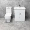 Tess White Square Vanity Unit Ceramic Basin & Bliss Square Toilet Set 2 Tess White Square Vanity Unit Ceramic Basin & Bliss Square Toilet Set -Comparethebathroom Shop Tess 650 White BlissCC Front jpg webp