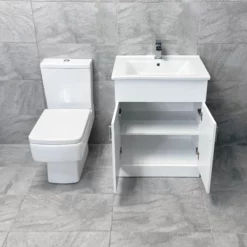 Tess White Square Vanity Unit Ceramic Basin & Bliss Square Toilet Set 13 Tess White Square Vanity Unit Ceramic Basin & Bliss Square Toilet Set -Comparethebathroom Shop Tess 650 White BlissCC Open jpg webp