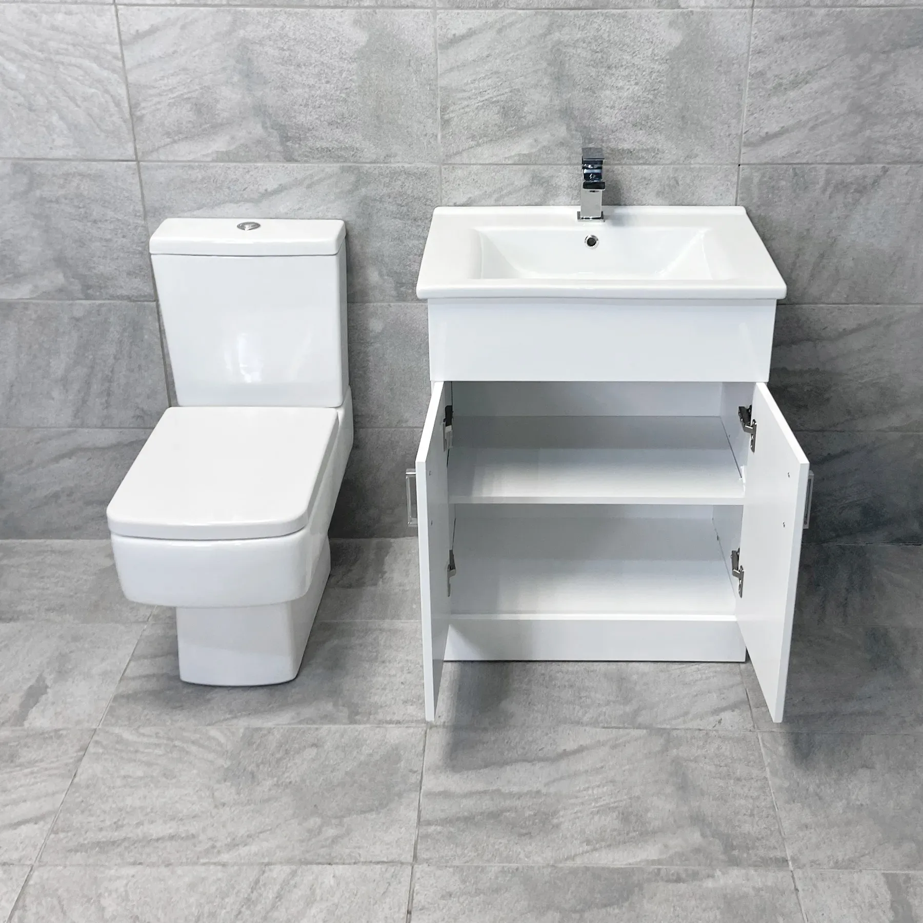 Tess White Square Vanity Unit Ceramic Basin & Bliss Square Toilet Set 7 Tess White Square Vanity Unit Ceramic Basin & Bliss Square Toilet Set - Image 5