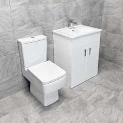 Tess White Square Vanity Unit Ceramic Basin & Bliss Square Toilet Set 14 Tess White Square Vanity Unit Ceramic Basin & Bliss Square Toilet Set -Comparethebathroom Shop Tess 650 White BlissCC Side jpg webp