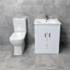 Tess White Square Vanity Unit Ceramic Basin & Meghana Comfort Height Toilet 2 Tess White Square Vanity Unit Ceramic Basin & Meghana Comfort Height Toilet -Comparethebathroom Shop Tess 650 White Meghana Toilet Set Front jpg webp