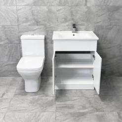 Tess White Square Vanity Unit Ceramic Basin & Short Projection Toilet Set 17 Tess White Square Vanity Unit Ceramic Basin & Short Projection Toilet Set -Comparethebathroom Shop Tess 650 White Sindee Open jpg webp