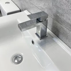 Tess White Square Vanity Unit Ceramic Basin & Short Projection Toilet Set 18 Tess White Square Vanity Unit Ceramic Basin & Short Projection Toilet Set -Comparethebathroom Shop Tess 650 White Sindee Tap jpg webp 1