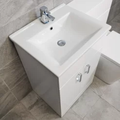 Hydros Tess Luxury 1050mm Bathroom Vanity Set Sink Basin + Square Style Toilet -Comparethebathroom Shop Tess Troya White 1050 Luxury Basin jpg webp