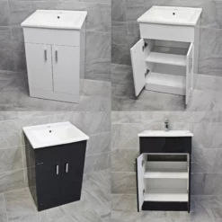 Tessa 650mm Square Basin Sink Vanity Unit White Or Anthracite Grey