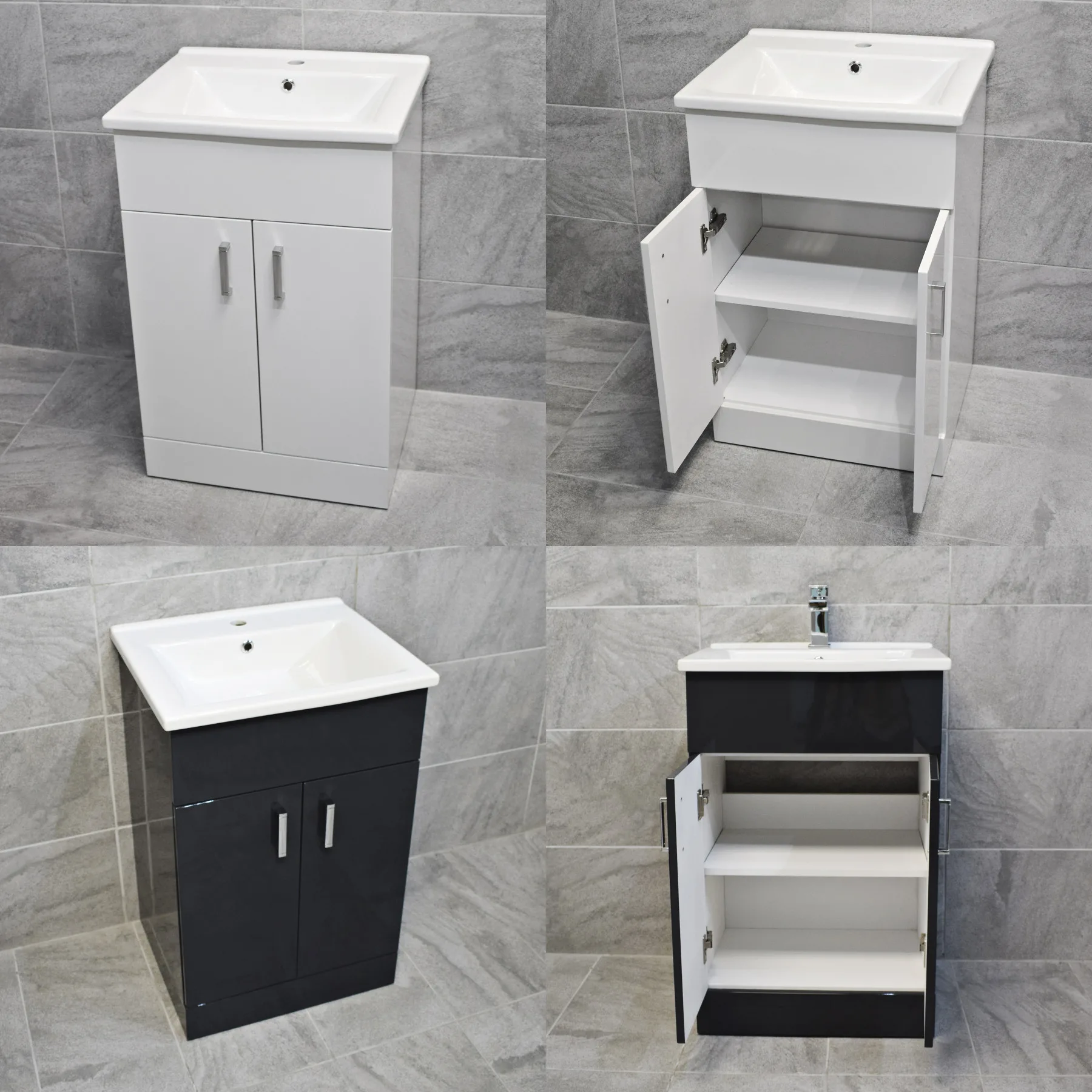 Tessa 650mm Square Basin Sink Vanity Unit White Or Anthracite Grey 3 Tessa 650mm Square Basin Sink Vanity Unit White Or Anthracite Grey