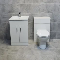 Tess 1150mm Square Vanity Set Ceramic Basin & Toilet Pan In White Or Anthracite -Comparethebathroom Shop Tess suite KIT633 WH apart jpg