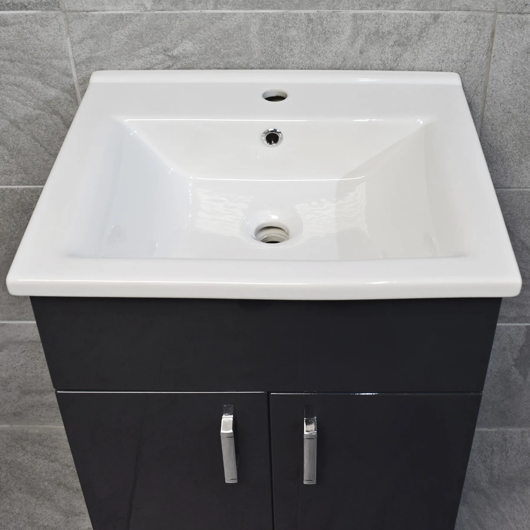 Tess Anthracite Square Vanity Unit Ceramic Basin & Short Projection Toilet Set 10 Tess Anthracite Square Vanity Unit Ceramic Basin & Short Projection Toilet Set - Image 8