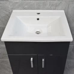 Tess 1150mm Square Vanity Set Ceramic Basin & Toilet Pan In White Or Anthracite -Comparethebathroom Shop Tess vanity anthracite sink 1 jpg