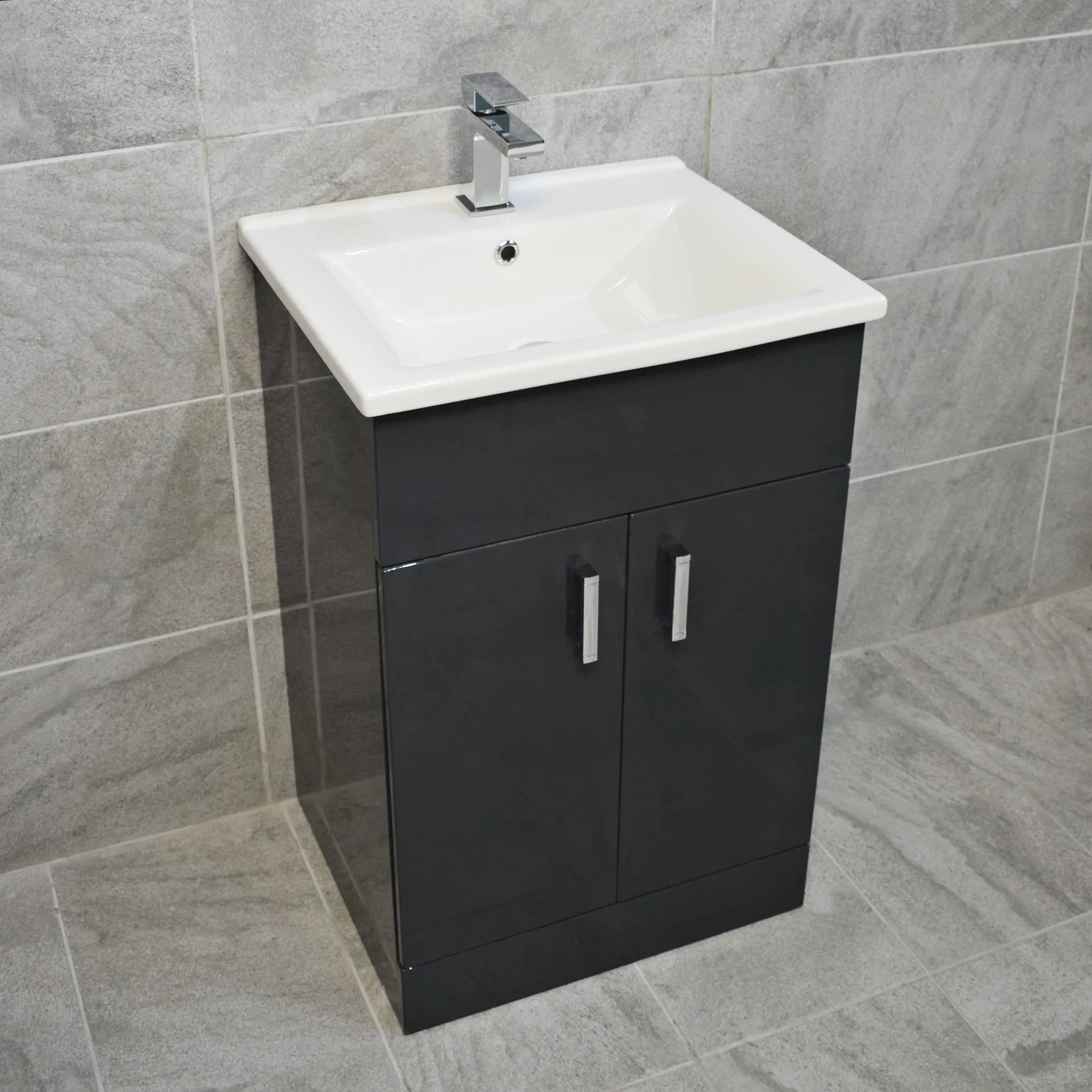 Tessa 650mm Square Basin Sink Vanity Unit White Or Anthracite Grey 5 Tessa 650mm Square Basin Sink Vanity Unit White Or Anthracite Grey - Image 3