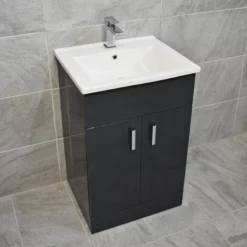 Tess 550mm Square Basin Sink Vanity Unit White Or Anthracite Grey -Comparethebathroom Shop Tess vanity anthracite taps 1 jpg 4