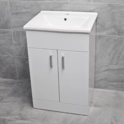 Tess 550mm Square Basin Sink Vanity Unit White Or Anthracite Grey -Comparethebathroom Shop Tess vanity white no taps 1 jpg 4