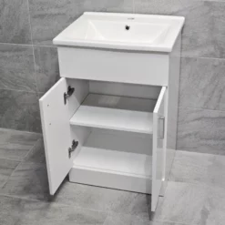 Tess White Square Vanity Unit Ceramic Basin & Short Projection Toilet Set 22 Tess White Square Vanity Unit Ceramic Basin & Short Projection Toilet Set -Comparethebathroom Shop Tess vanity white no taps doors 1 jpg 2