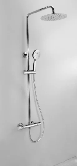Leo Thermostatic Round Twin Head Shower Set Cool Touch TMV Approved