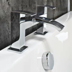 Amy Curved Bath Mixer Filler Tap – Modern Solid Brass Chrome Bathroom